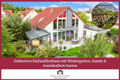 Exklusives Einfamilienhaus mit Wintergarten, Kamin & traumhaftem Garten
