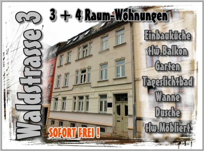 EXKLUSIVE MÖBLIERTE WOHNUNG *3 RAUM*95 m²*BALKON*EINBAUKÜCHE+TAGESLICHT-BAD+DUSCHE +WANNE*KAMIN*