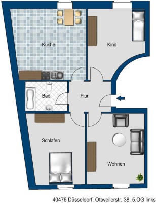 Tolle 3-Zimmer-Wohnung mit modernem Bad in Derendorf