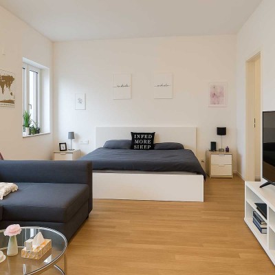 �️ 1,5 Zi. Neubau-Luxus mit 3,2 m Decken – Toplage Frankfurt-Ostend, EZB 400 m