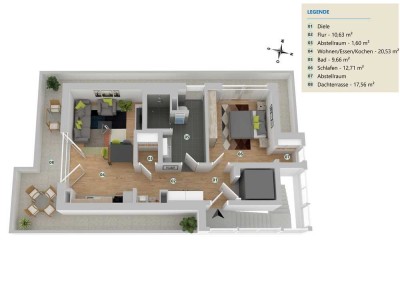 Möblierte 2-Zimmer Wohnung zentral in Bergisch Gladbach - Gronau zu vermieten