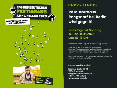 � massa grillt! - Grillfest & Hausbau-Erlebnis am 17. und 18. Mai 2025 im Musterhaus Rangsdorf