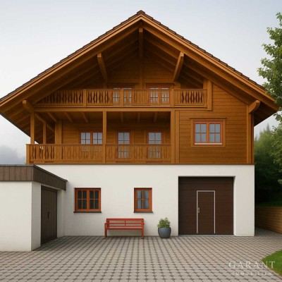 Traumhaftes  XXL-Holzblockhaus - mit viel Outdoor-Bereich, Sauna & zusätzlichen Nutzflächen !