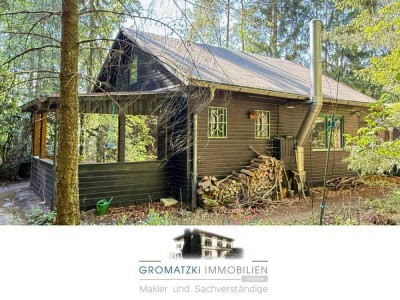 Draußen im Walde... idyllisch gelegenes Holzhaus auf 3.549 m² Waldgrundstück