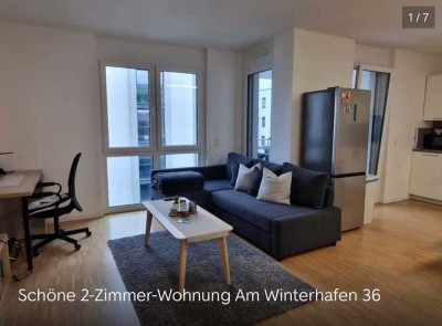 Am Winterhafen mit Rheinblick: 2 ZKB, ca. 62m², EBK, Balkon, Wintergarten, Tiefgarage, Keller
