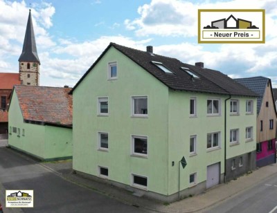Neuer Preis!: Zweifamilienhaus mit Einliegerwohnung, großer Scheune und 3 Garagen