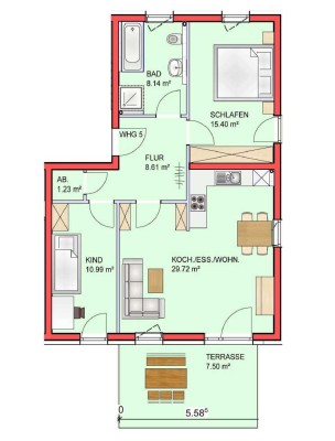 3-Zimmer Neubauwohnung mit Terrasse und privatem Garten im EG