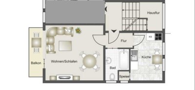 Renovierte 1-Zimmer-Wohnung mit Balkon und Einbauküche