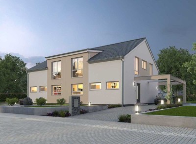 Doppelhaushälfte als Neubau mit jeweils 4 Zimmern und geh. Innenausstattung