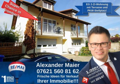 ERDGESCHOSS: Ruhig gelegene großzügige 2 Zi-Whg mit Terrasse und Gartenanteil in Brombach