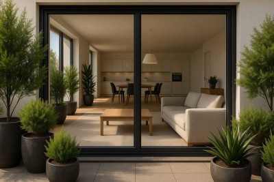 Weißensee: Langhansstr: ERSTBEZUG im NEUBAU ab Dezember 2025: 3 Zi-EG-Wohnung mit 16 m² SÜD TERRASSE
