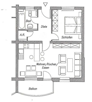 Bensheim, helle 2 ZKB mit großem Balkon