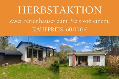 ***Herbstaktion*** Zwei Ferienhäuschen auf eigenem Grundstück nur 800 Meter vom Dobbertiner See!!