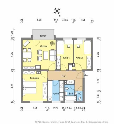 Geschmackvolle, vollständig renovierte 4-Zimmer-Erdgeschosswohnung mit Balkon in Germersheim
