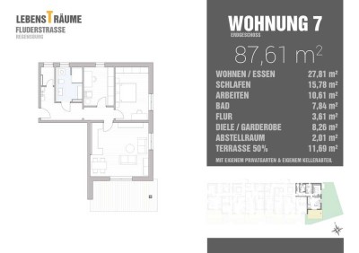 Attraktive 3-Zimmerwohnung, lichtdurchflutet und mit Terrasse und Gartenanteil