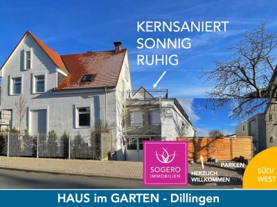 Dillingen 3-Zi-Haus, Garten, Stellplatz, hochwertig KERNSANIERT