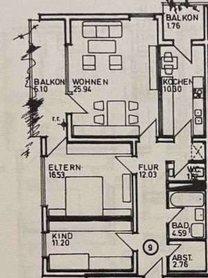 Schöne 3-Zimmer-Wohnung mit 2 Balkonen in Würm