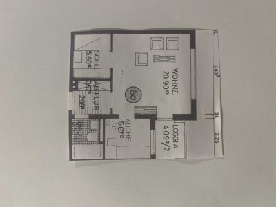 Hameln, ruhige, sonnige  1 1/2 Zimmerwohnung mit Loggia Klütsüdhang