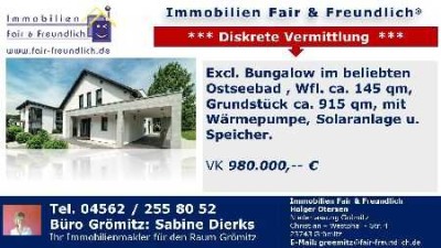 **OSTSEE-Zauber ! Bungalow, ca. 145m² Wfl. + Garage,  ca. 915m² Grundstück, im beliebten  Badeort**