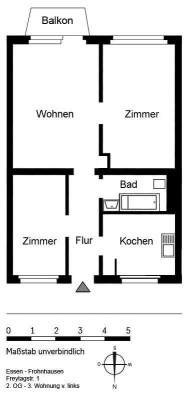 Frisch renovierte 3 Zimmer Wohnung mit Balkon in Frohnhausen