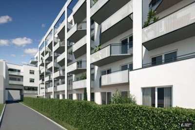 NEUBAU! Schöne 2-Zimmer-Wohnung plus Küche, mit Balkon und TG-Platz in LKH-Nähe!