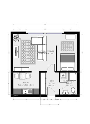 Stilvolle, gepflegte 1-Zimmer-Wohnung in Horb am Neckar