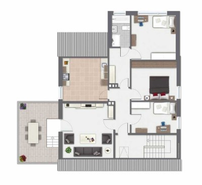 � Helle 4-Zimmer-Dachgeschosswohnung mit großer Dachterrasse im Vogelviertel, Emsdetten �