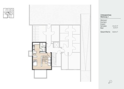 Baubeginn erfolgt = Fertigstellung 12/2025 - 1 Zi. Souterrainwohnung