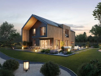 Baufeld mit Traumgrundstücken und Null-Energiekosten-Häusern