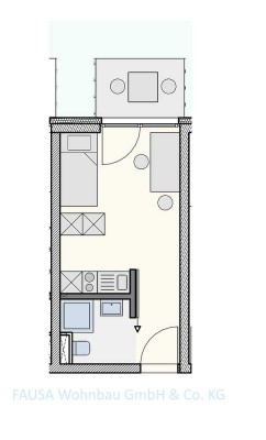 721+004 - Studenten-Apartment mit Terrasse und Duschbad