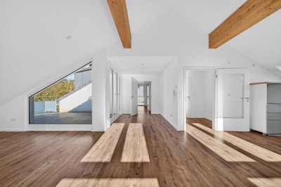 Wohnen über den Dächern: Traumhafte Dachgeschosswohnung mit Terrasse in
Ettlingen-Spessart