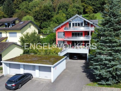 Energieeffizienz A+ Erdgeschosswohnung mit Panoramaterrasse und Blick bis in die Schweiz