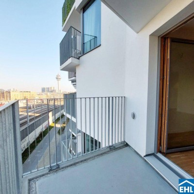 Sonnwendviertel: 1-Zimmer-Wohnung mit Balkon im 10. OG – Fitnessraum, Co-Working &amp; Rooftop-Terrasse inklusive!