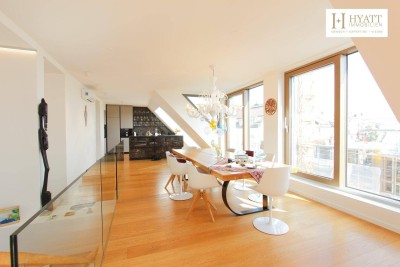 9 Zimmer Penthouse-Duplex | 360°-Panoramablick über Wien | zwei Garagenplätzen | Sauna