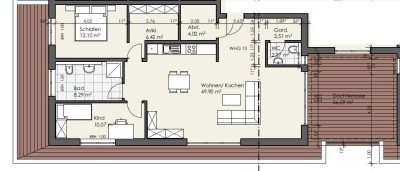 helle 3-Zimmer-Wohnung mit Dachterrasse