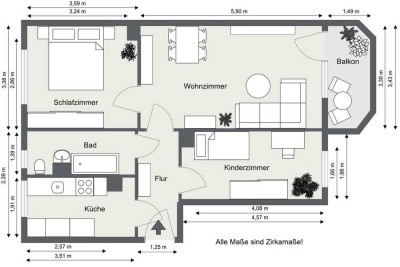 Sanierte 3-Raum-Wohnung mit Badewanne und Balkon im schönen Stadtteil Zwötzen