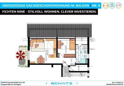Großzügige Dachgeschosswohnung mit Balkon
