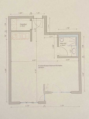 Geschmackvolle 1-Zimmer-Erdgeschosswohnung mit geh. Innenausstattung mit Balkon und EBK