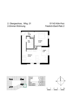 Exklusive, neuwertige 2-Zimmer-Wohnung mit gehobener Innenausstattung mit Balkon in Köln Porz