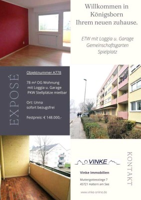 ETW mit Loggia u. Garage - Ruhige Wohnlage in Unna-Königsborn - sofort frei