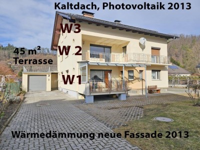 Wohnung in bester Lage. Im Erdgeschoß mit Terrasse, Garage + Freiplatz + Gartenanteil.