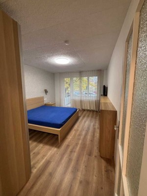 Hochwertig frisch sanierte und voll möblierte Erdgeschoss 1-Zimmer-Wohnung mit Balkon, ruhige Lage