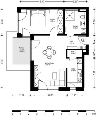 Erstbezug  2-Raum-Erdgeschosswohnung im Wohnkomplex "Betreutes Wohnen" in Ried