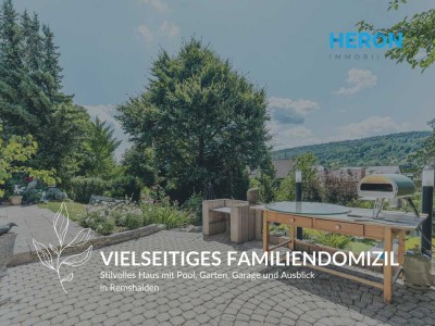 VIELSEITIGES FAMILIENDOMIZIL – Stilvolles Haus mit Pool, Garten, Garage und Ausblick in Remshalden