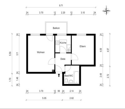 Helle 2-Zimmer-Wohnung mit Balkon im Univiertel.