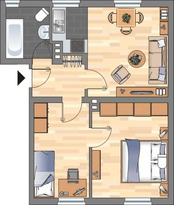 2-Zimmer-Wohnung Erdgeschosswohnung in Wilhelmshaven Fedderwardergroden