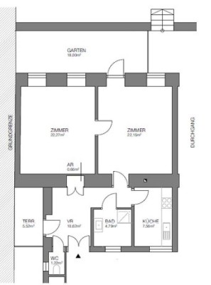 HIDE AWAY im 7.! Gartenwohnung mit 2 Zimmer und kleiner Terrasse in gepflegtem Altbau Zinshaus