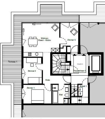 Stilvolles Penthouse mit Terrasse, Einbauküche, Klmatisiert mit Gemeinschaftssauna