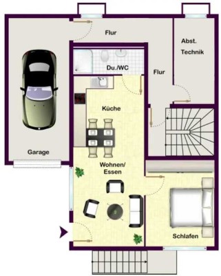 Schöne 2-Zi. EG-Einliegerwohnung mit Einbauküche, Bodenheizung, ohne Provision