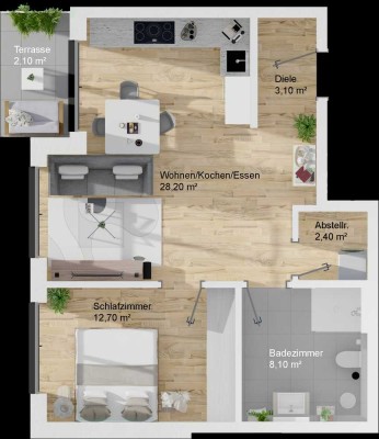 RESERVIERT! Haus B, Wohnung 13, Erdgeschoss, 2-Zimmer